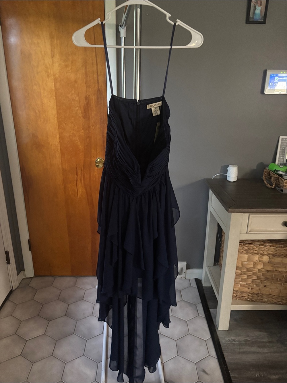 Elegant Navy Chiffon Layered strapless Dress